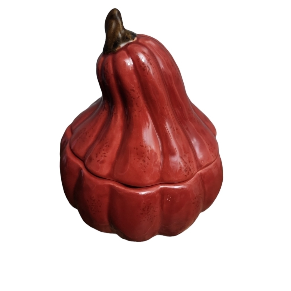 COPY - Chris Madden Red Pumpkin Gourd Dish with Lid
